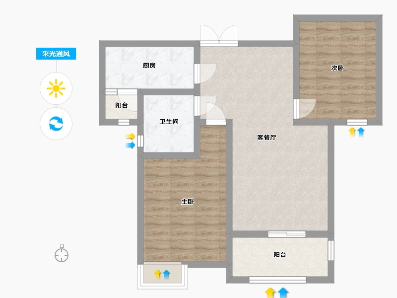 陕西省-西安市-千林世纪城-72.00-户型库-采光通风