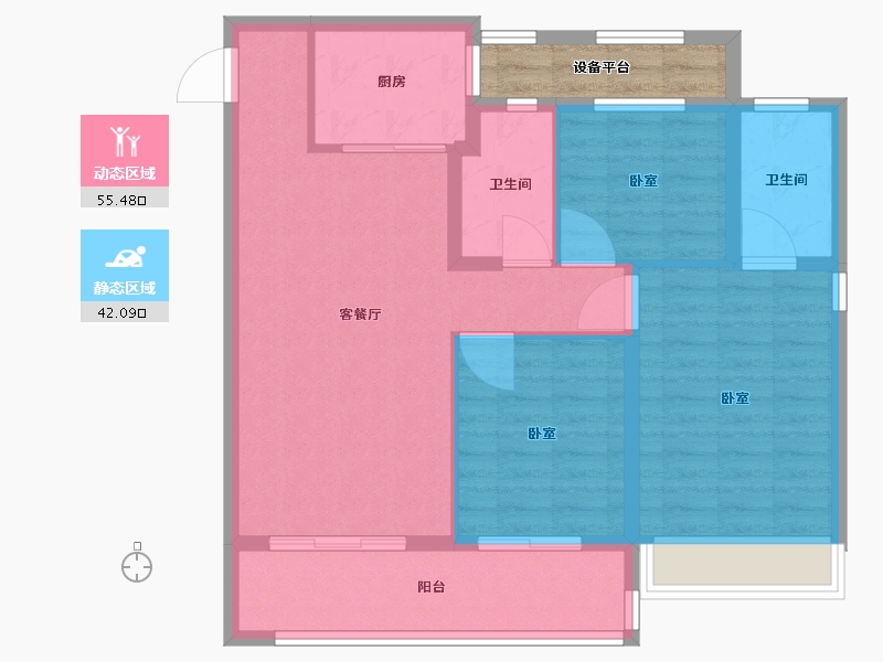 江苏省-常州市-牡丹三江公馆-92.01-户型库-动静分区