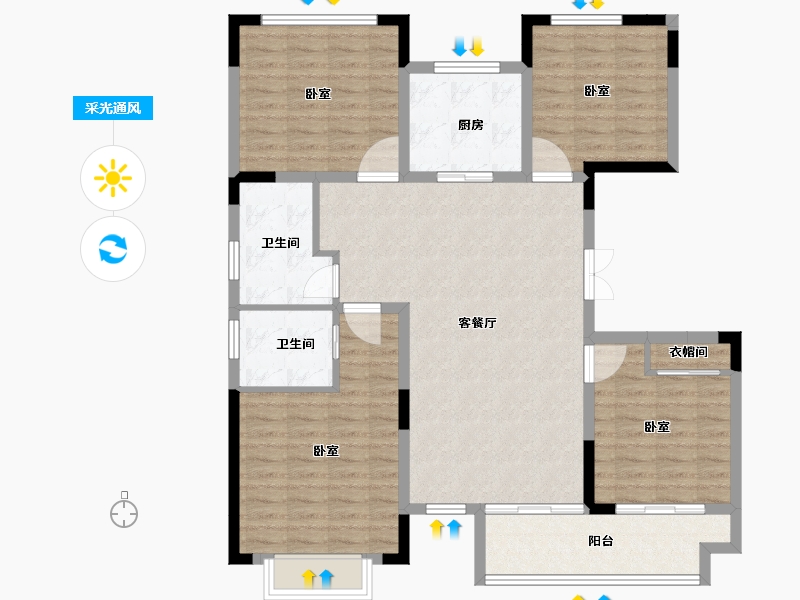 江苏省-徐州市-云龙湖·峰荟-115.00-户型库-采光通风