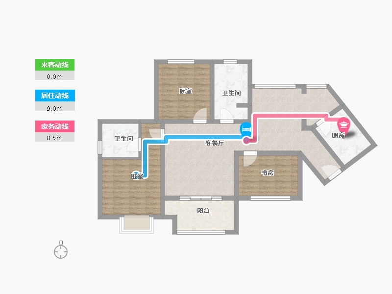 陕西省-咸阳市-青龙紫薇花园-95.06-户型库-动静线