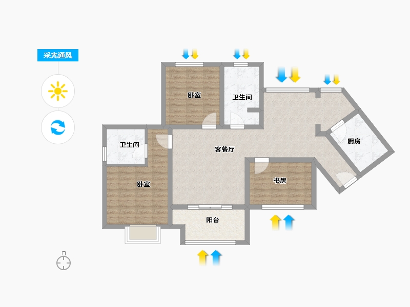 陕西省-咸阳市-青龙紫薇花园-95.06-户型库-采光通风