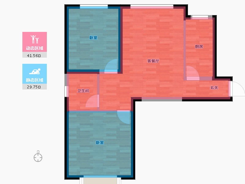 甘肃省-兰州市-天昱凤凰城三期(2)-63.98-户型库-动静分区