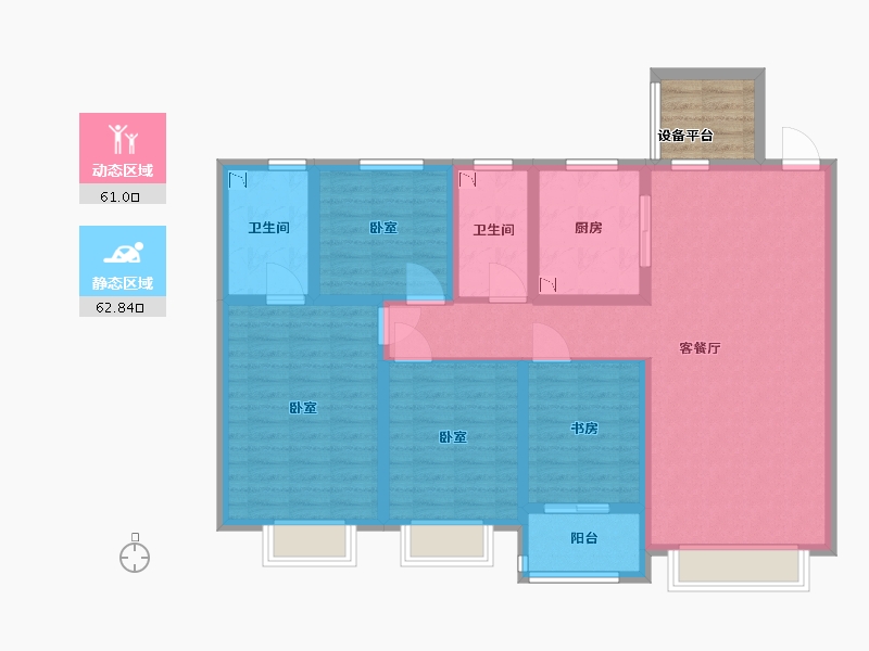 甘肃省-兰州市-雅戈尔时代之星-114.37-户型库-动静分区