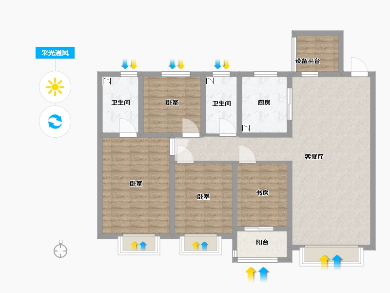 甘肃省-兰州市-雅戈尔时代之星-114.37-户型库-采光通风