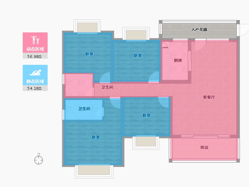 云南省-楚雄彝族自治州-万景·彝海学府-105.16-户型库-动静分区