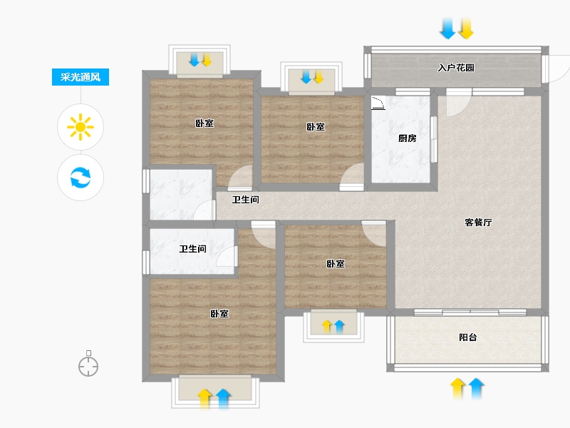 云南省-楚雄彝族自治州-万景·彝海学府-105.16-户型库-采光通风