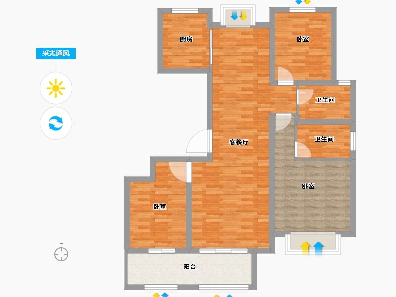 安徽省-宿州市-徐州吾悦广场-91.99-户型库-采光通风