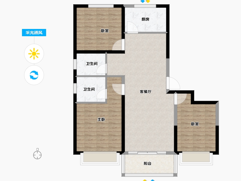 陕西省-西安市-加州壹号-99.11-户型库-采光通风