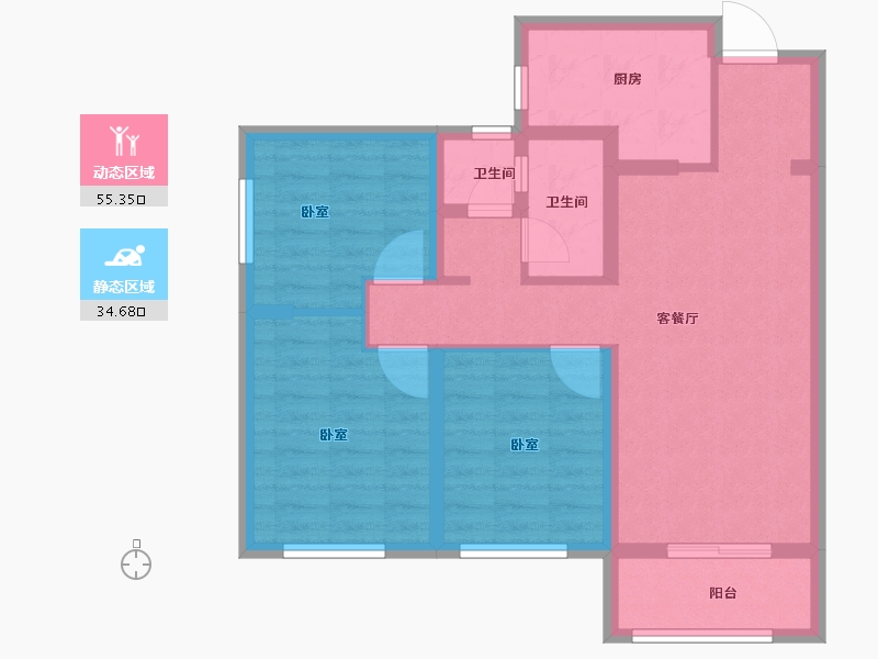 陕西省-西安市-加州壹号-79.50-户型库-动静分区