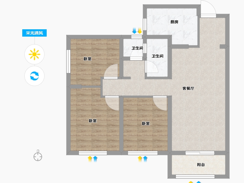 陕西省-西安市-加州壹号-79.50-户型库-采光通风