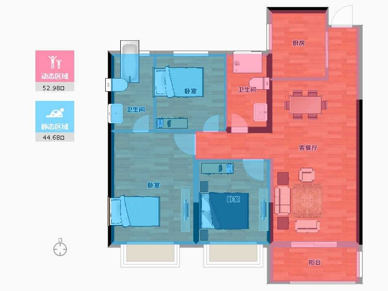 江苏省-南京市-仁恒城市星光-88.00-户型库-动静分区