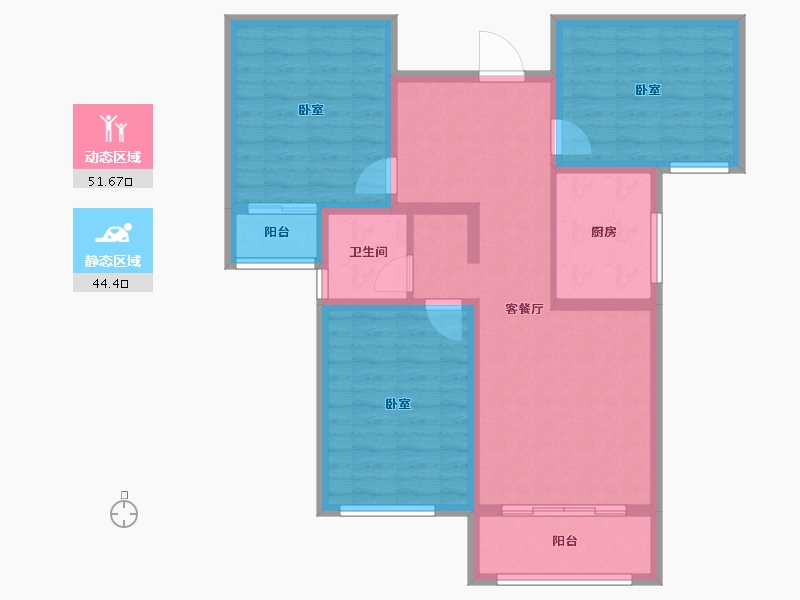 陕西省-宝鸡市-轩苑盛世三期-85.05-户型库-动静分区