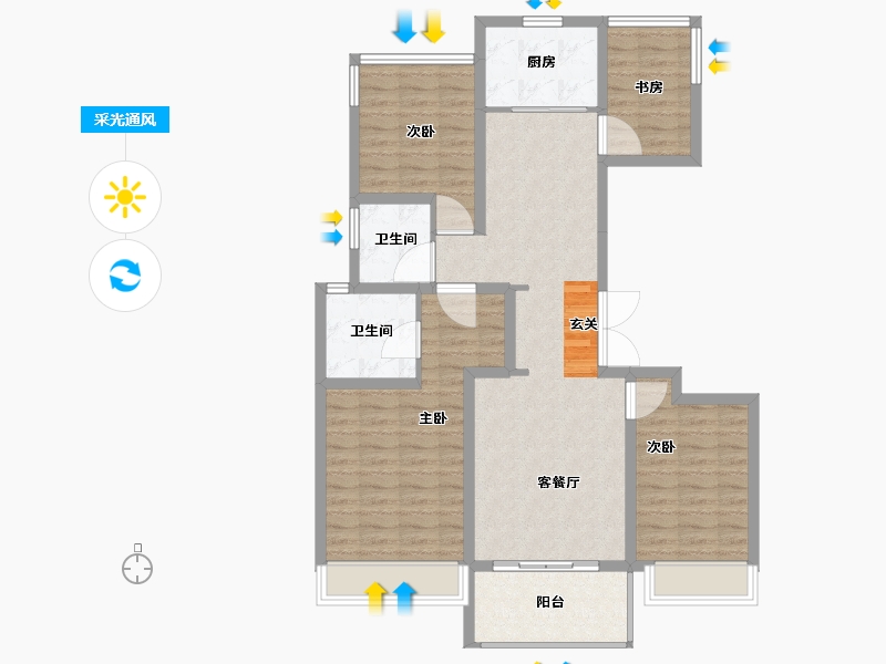 江苏省-南京市-世茂城品-102.00-户型库-采光通风