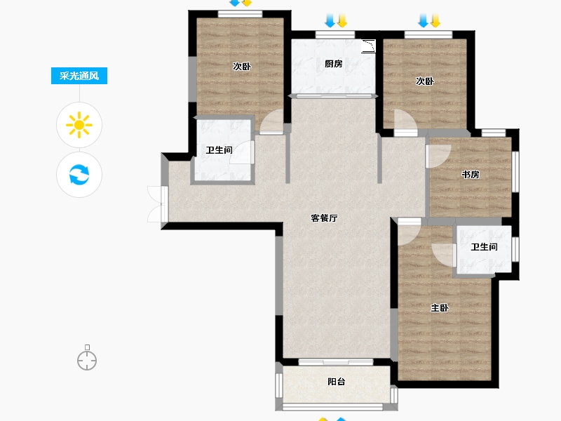 陕西省-榆林市-文昌·泰安里-97.79-户型库-采光通风