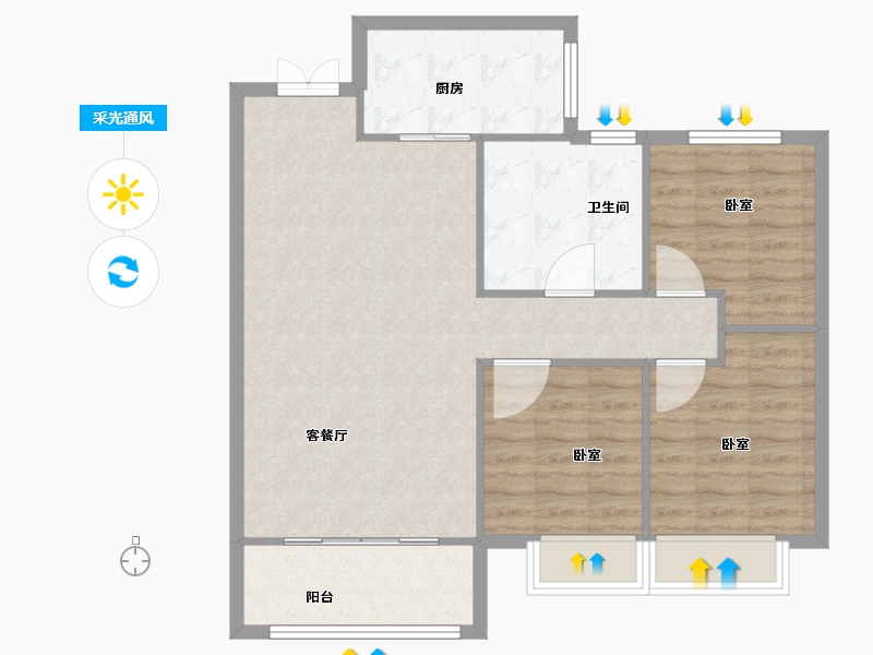 甘肃省-天水市-玖鼎·锦绣名苑-85.00-户型库-采光通风