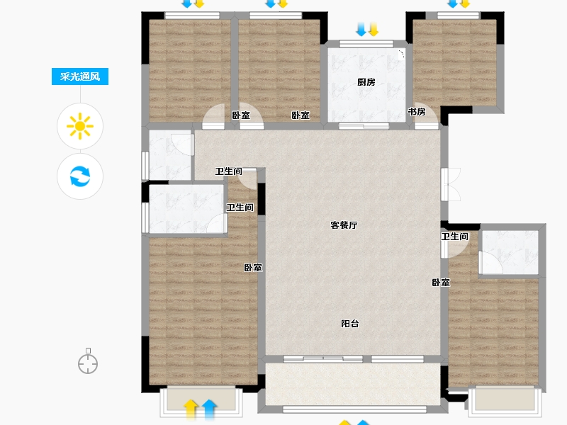 江苏省-徐州市-云龙湖·峰荟-144.00-户型库-采光通风