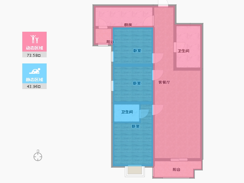 山西省-太原市-半山中庭-104.78-户型库-动静分区