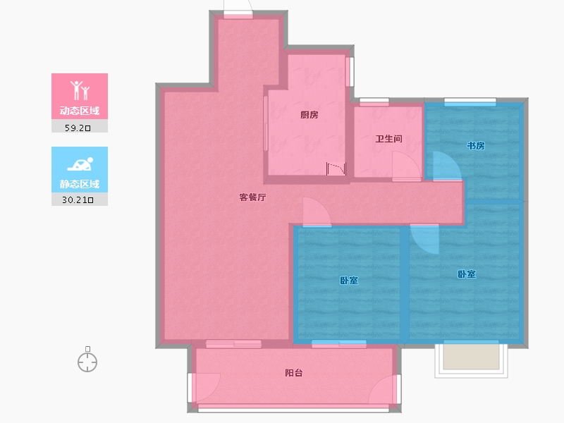 安徽省-宿州市-都会星宸 | 臻源-80.00-户型库-动静分区