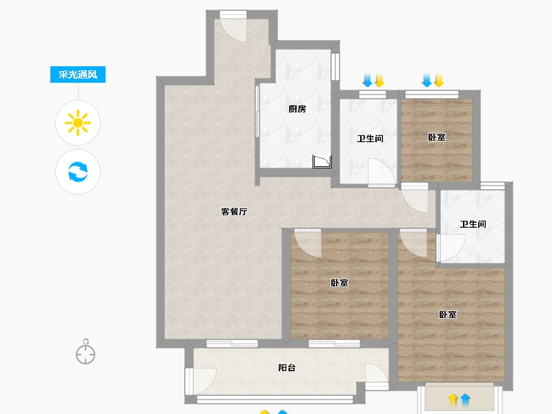 安徽省-宿州市-都会星宸 | 臻源-88.00-户型库-采光通风