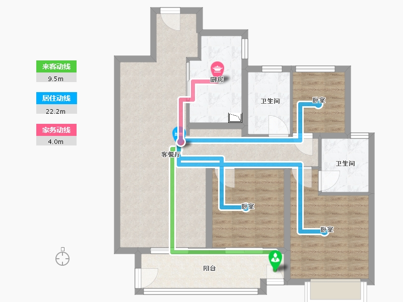 安徽省-宿州市-都会星宸 | 臻源-88.00-户型库-动静线