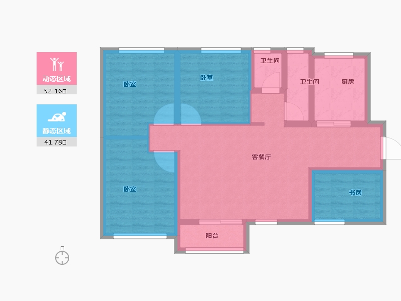 陕西省-西安市-加州壹号-83.15-户型库-动静分区