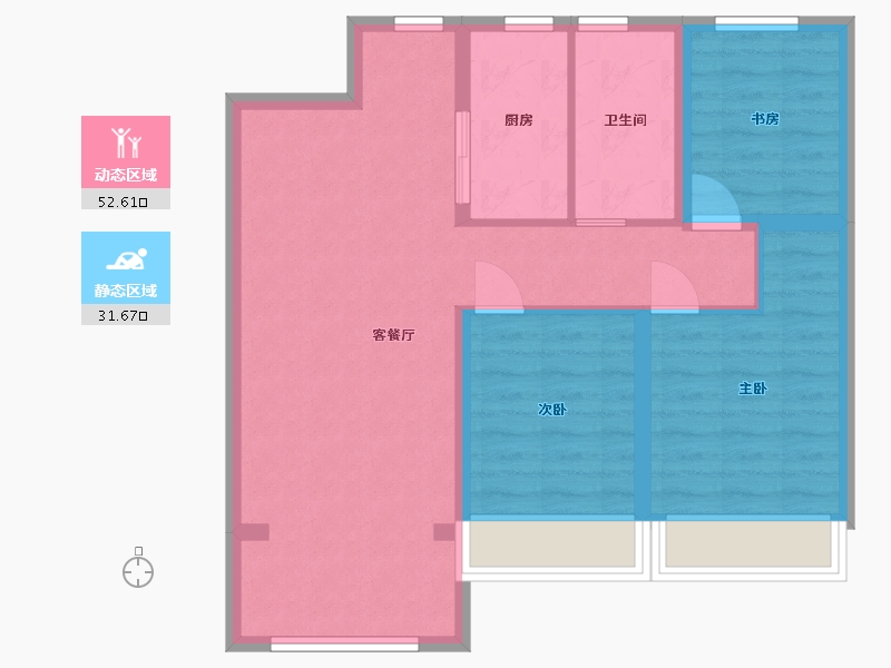 黑龙江省-哈尔滨市-华润置地·萬象府-75.26-户型库-动静分区