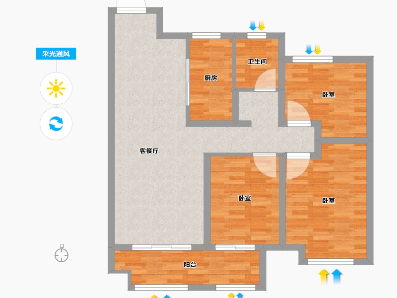 安徽省-宿州市-徐州吾悦广场-82.00-户型库-采光通风