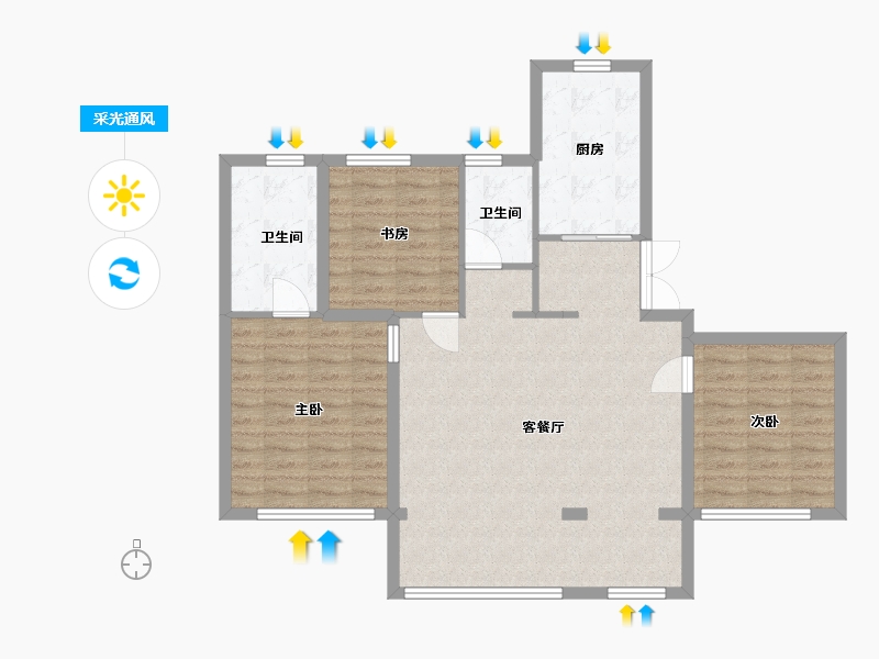 黑龙江省-哈尔滨市-天成溪树庭院-94.40-户型库-采光通风