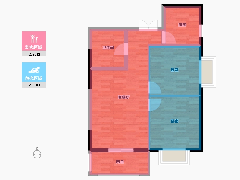 甘肃省-兰州市-北城蘭庭-58.67-户型库-动静分区