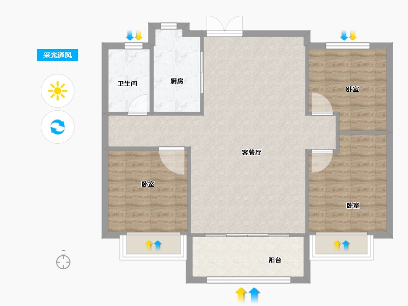 甘肃省-天水市-玖鼎·锦绣名苑-82.58-户型库-采光通风