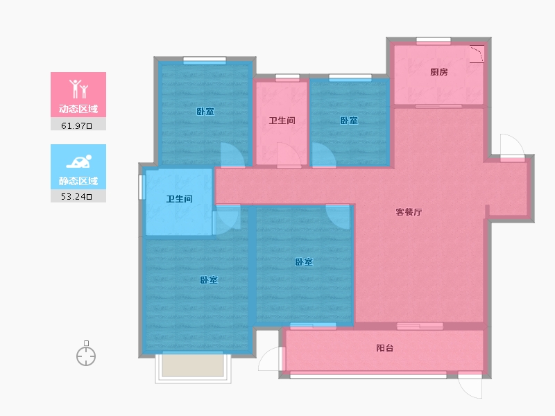 安徽省-宿州市-都会星宸 | 臻源-104.00-户型库-动静分区