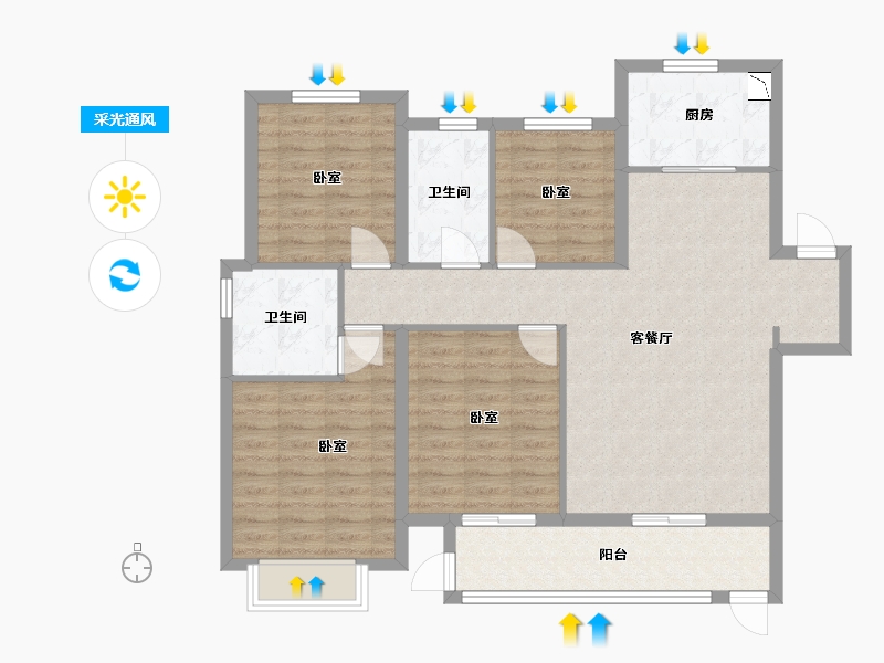 安徽省-宿州市-都会星宸 | 臻源-104.00-户型库-采光通风