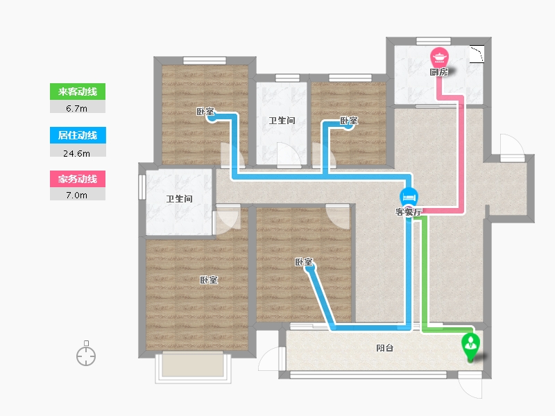 安徽省-宿州市-都会星宸 | 臻源-104.00-户型库-动静线