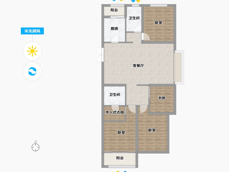 山西省-太原市-田森汇·梅里亚-108.24-户型库-采光通风