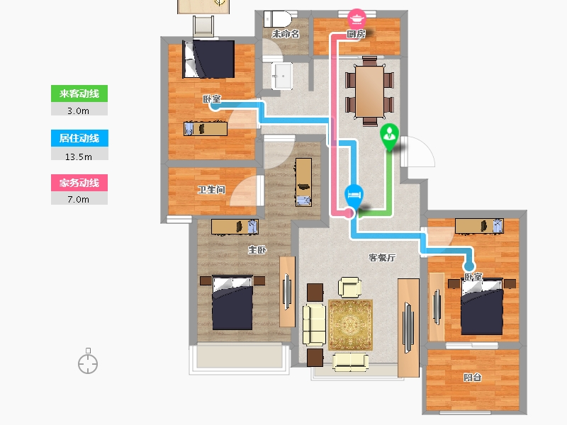 陕西省-宝鸡市-翡翠东城-93.39-户型库-动静线