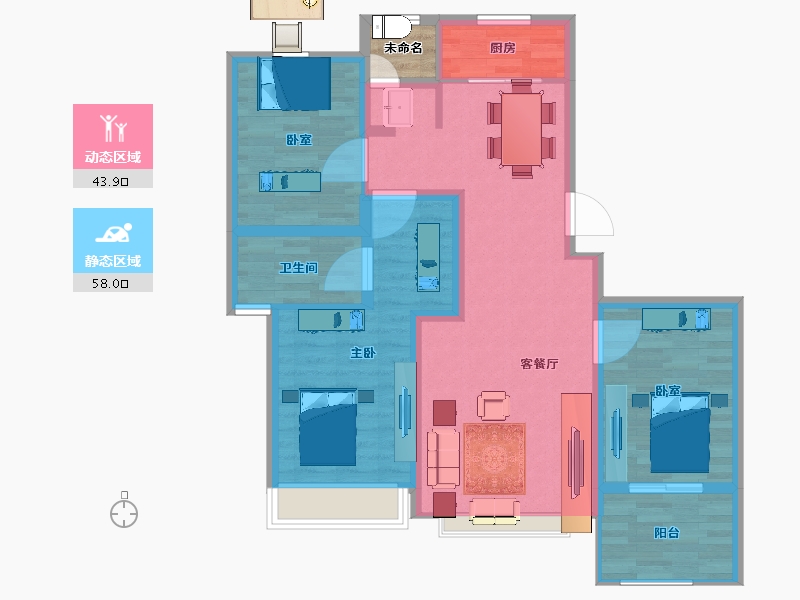 陕西省-宝鸡市-翡翠东城-93.39-户型库-动静分区