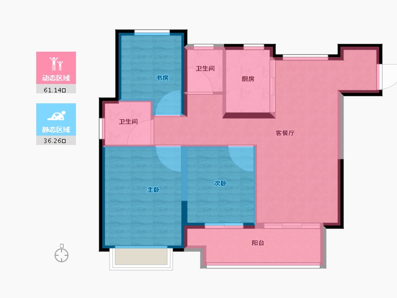 江苏省-徐州市-金地·格林世界-88.00-户型库-动静分区