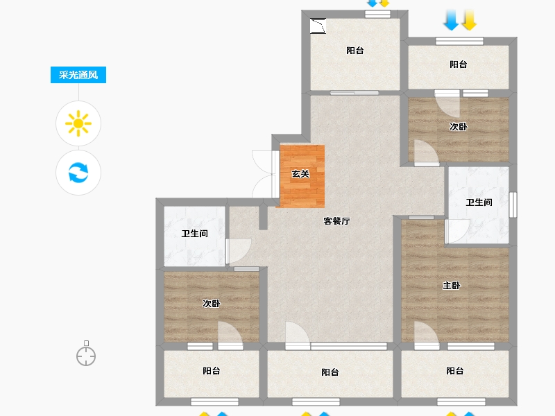 黑龙江省-哈尔滨市-凯利汽车欢乐广场-91.45-户型库-采光通风