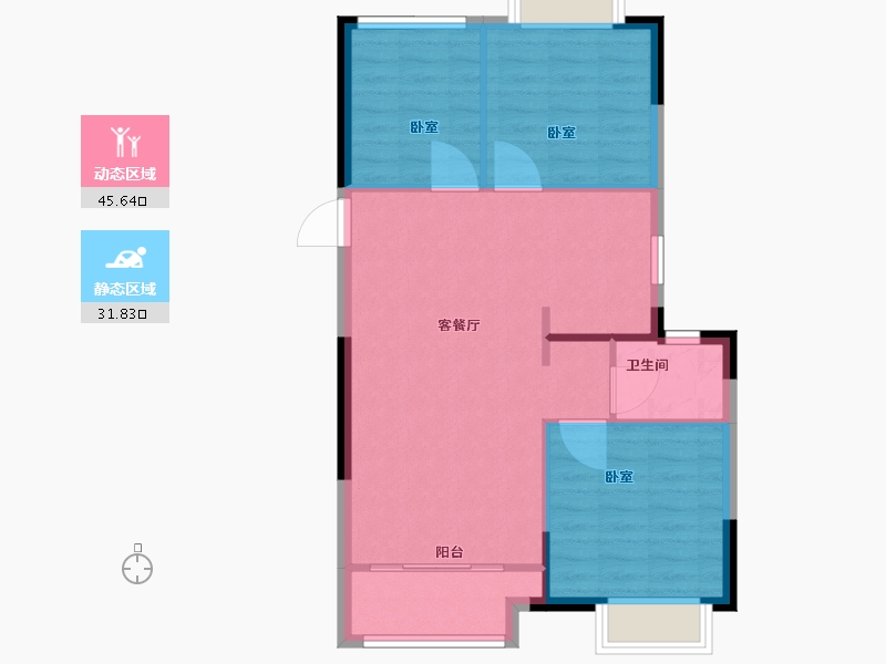 江苏省-苏州市-金科观天下-71.00-户型库-动静分区