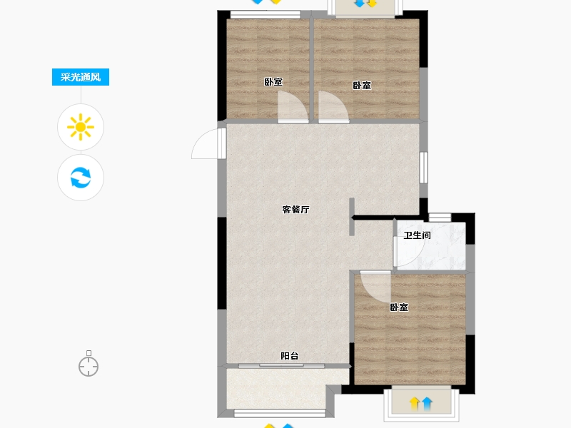 江苏省-苏州市-金科观天下-71.00-户型库-采光通风