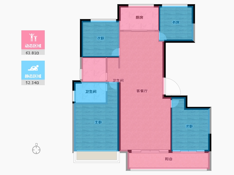 浙江省-台州市-鉴湖公馆-106.00-户型库-动静分区