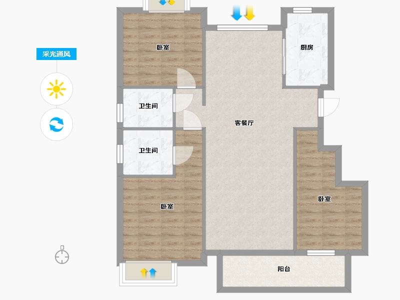 江西省-抚州市-鑫业润园-91.94-户型库-采光通风