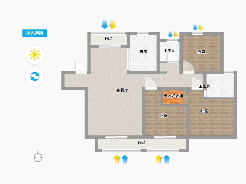 陕西省-渭南市-南山公馆-107.00-户型库-采光通风