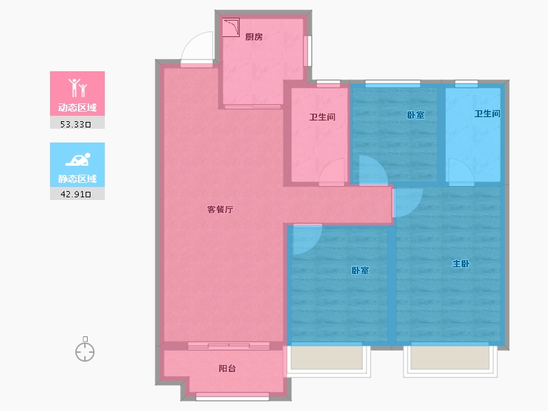 陕西省-西安市-奥园誉峯-86.15-户型库-动静分区