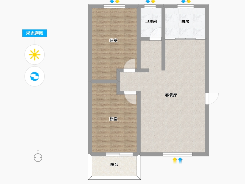 陕西省-宝鸡市-鸿福佳园-81.25-户型库-采光通风