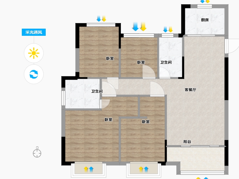 江苏省-苏州市-金科观天下-97.00-户型库-采光通风