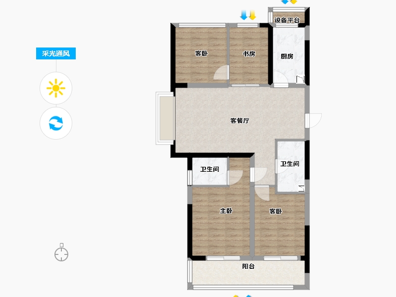 江苏省-苏州市-璀璨绿翠花园-92.00-户型库-采光通风