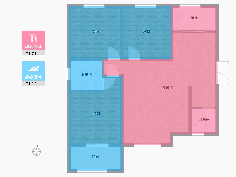 陕西省-西安市-华宇景观天下二期-96.00-户型库-动静分区