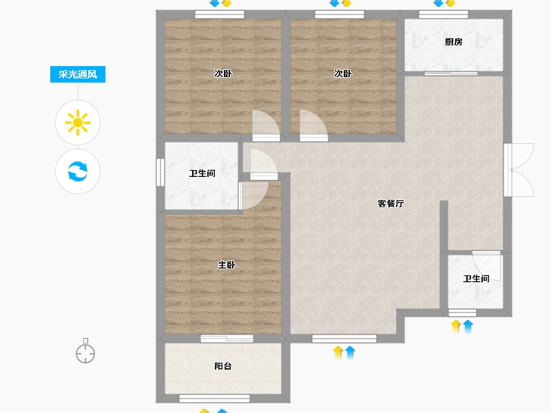 陕西省-西安市-华宇景观天下二期-96.00-户型库-采光通风