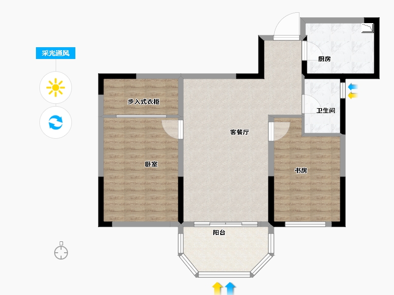 江苏省-南京市-华新城璟园-89.96-户型库-采光通风